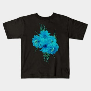 Skull flower blue Kids T-Shirt